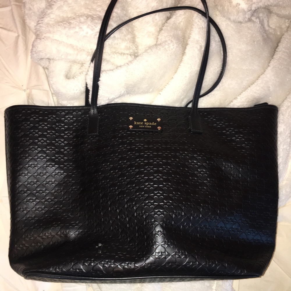 Black Kate Spade Embossed Tote Bag